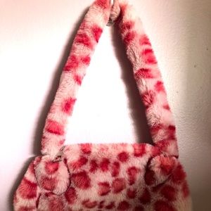 Pink leopard fluffy bag